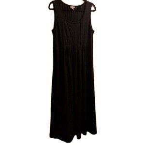 J Jill Sleeveless Long Dress Women's L Pintucked Fit Flare Maxi Lagenlook Preppy